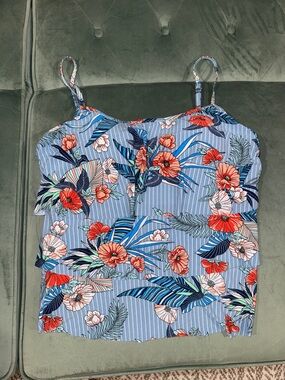 St. John's Bay Blue Floral Tankini Top